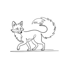 Obraz premium Elegant fox walking with bushy tail and pointed ears animal wildlife