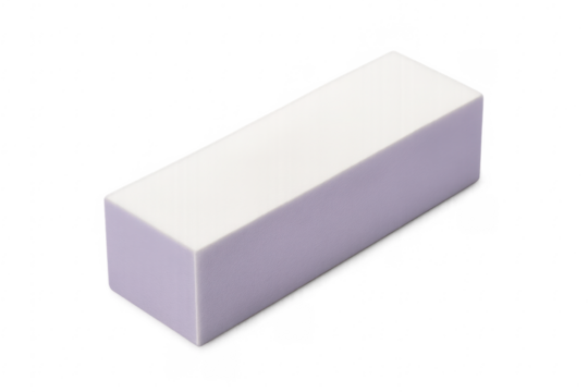 White and purple nail buffer block on transparent background