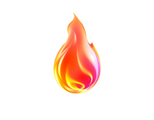 Fiery Flame Illustration with Transparent Background