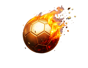 Fiery Golden Soccer Ball Explosive Sports Concept