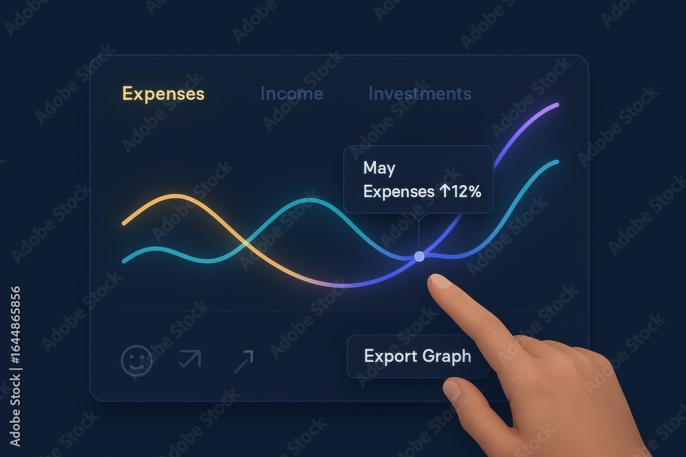 Aufkleber personal finance dashboard showing expense graph and interactive financial tracking ui