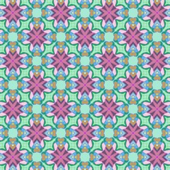 Thai traditional pattern, purple , green, blue , pink,seamless floral pattern