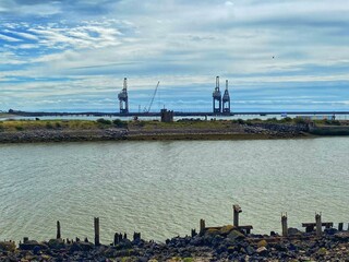 Disused cranes at the dockside