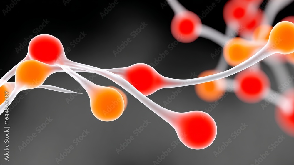 Aufkleber close up of red and orange spheres that are connected to each other. the spheres are arranged in a w
