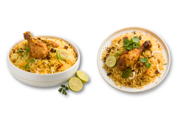 Chicken biryani indian food on transparent.