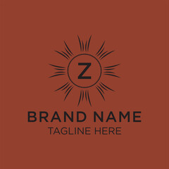 Initial letter Z serif font logo design, green nature graphic icon concept