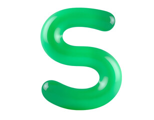 3D Green Letter S on Transparent Background