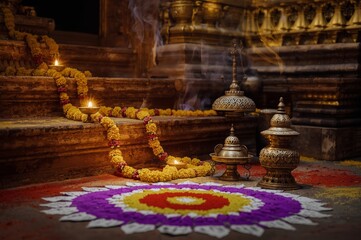 Fototapeta premium Ganesh Chaturthi Festival Temple Decorations Indian Cultural Celebration 