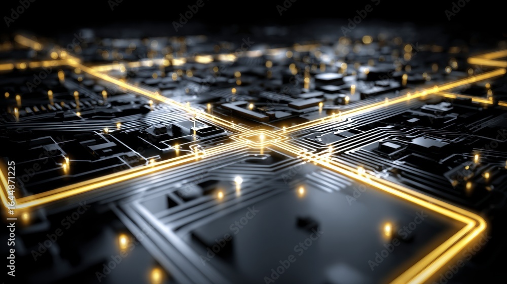 Aufkleber x-default abstract circuit board with glowing lines