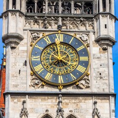 Obraz premium Close-up of a medieval clock tower