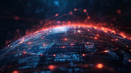 Obraz premium Global digital network of interconnected data points.
