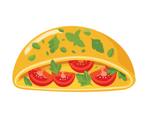 Healthy Omelette with Fresh Tomatoes and Herbs - Vector Illustration
