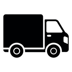 Vector art of black icon of a delivery truck isolated on white background