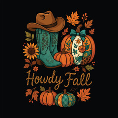 Howdy Fall Pumpkin Boot Design
