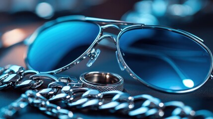 Stylish aviator sunglasses with metallic accessories.