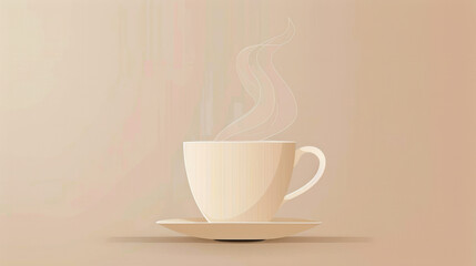 Obraz premium A warm ceramic coffee cup with steam rising against a soft neutral background