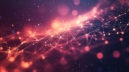 Abstract network design with glowing points and lines.
