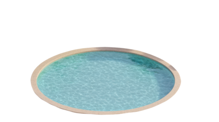 Minimalist Light Blue Round Swimming Pool on Black Background 3D Rendering