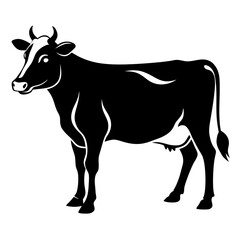 Obraz premium Black and white illustration of a cow on a white background