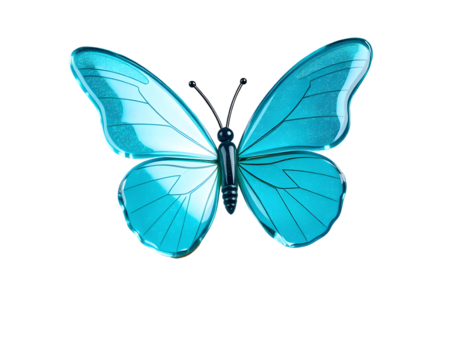 Turquoise Butterfly Illustration on Transparent Background