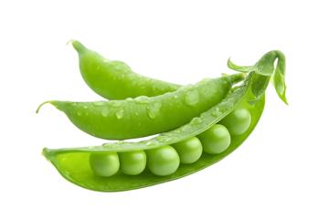 Fresh green peas with pods isolated on white background.
