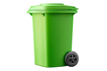 Classification garbage with three trash yellow red green open lid on pink background environmental conservation concept waste sorting cartoon minimal 3d render illustration
