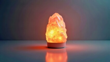 Crystal Lamp. Himalayan salt lamp glowing orange warm light ambient de