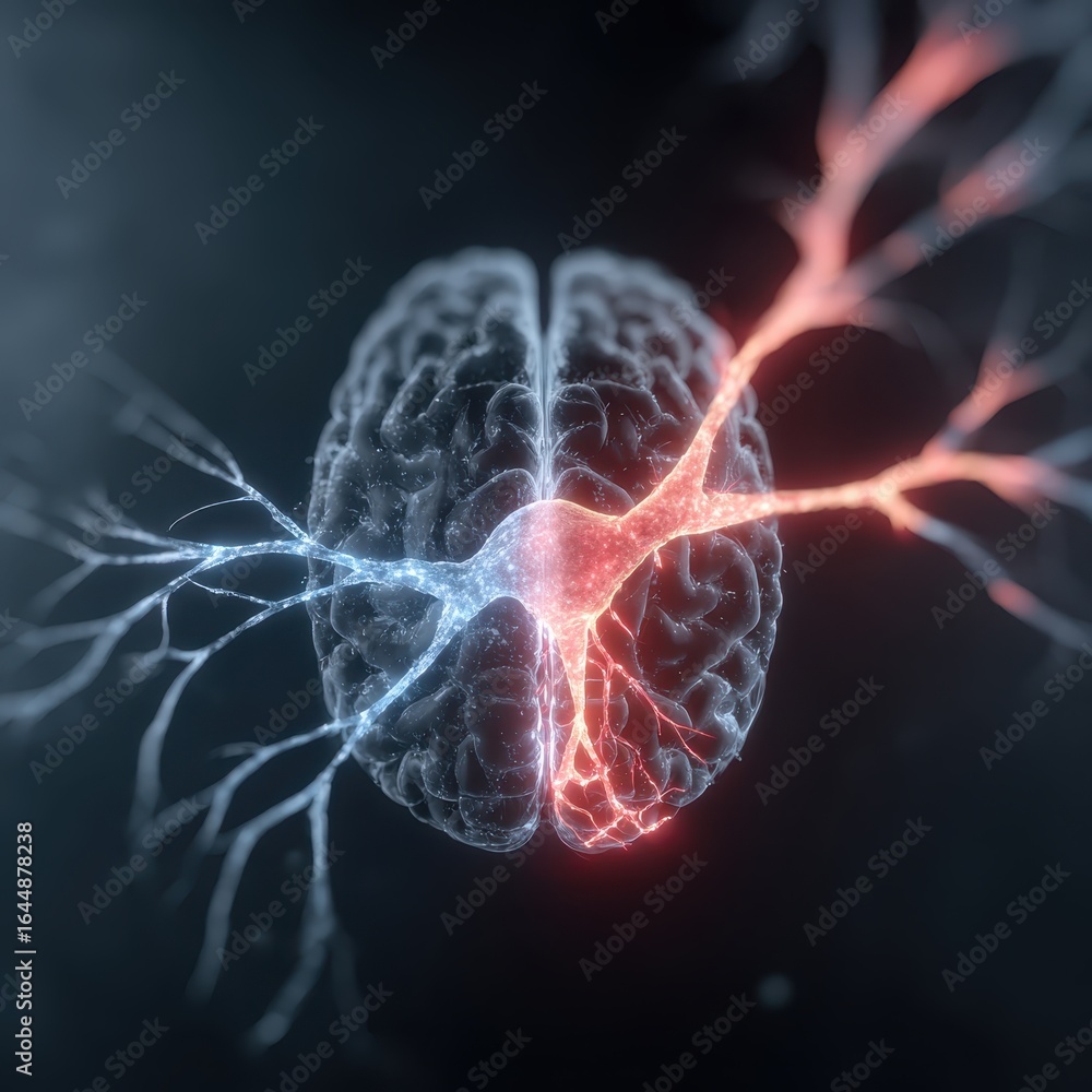 Aufkleber neural connection simulation brain science digital art abstract close up