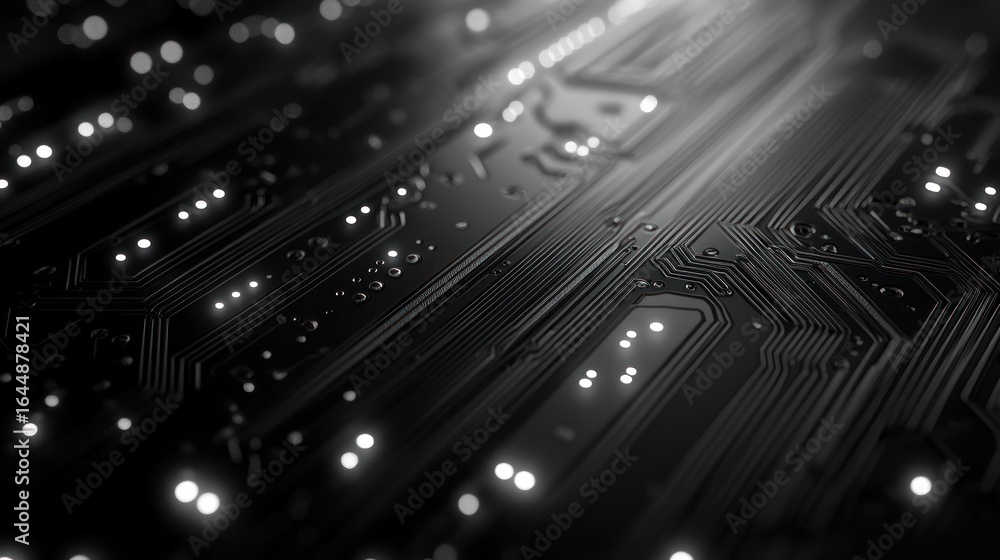 Aufkleber close-up view of intricate circuit board pathways.