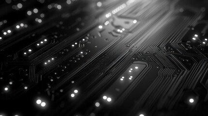 Close-up view of intricate circuit board pathways.