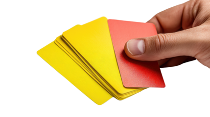 Businessman holding a blank yellow and red  business card in his hand, ready to give it to a woman.