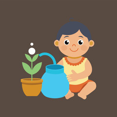 Baby water pot vector.