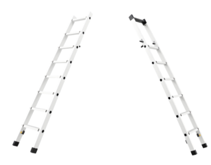 Two Aluminum Ladders Leaning Against Each Other