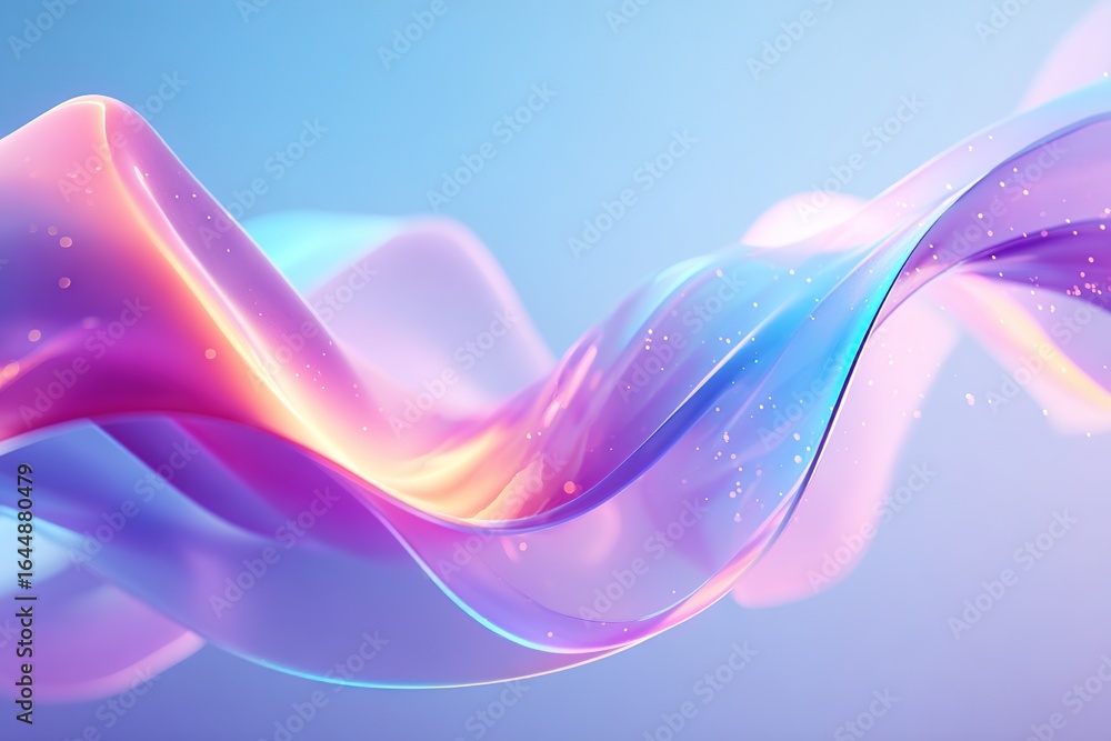 Poster fluid abstract background showcasing colorful waves in soft gradients and light reflections