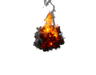 Fiery Explosion with Smoke and Flames