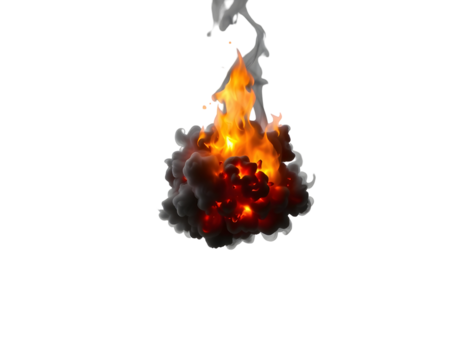 Fiery Explosion with Smoke and Flames