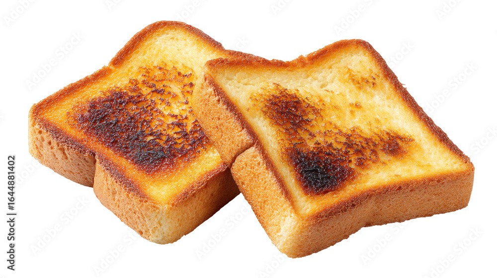 Poster toasted bread isolated on transparent background with crispy golden texture