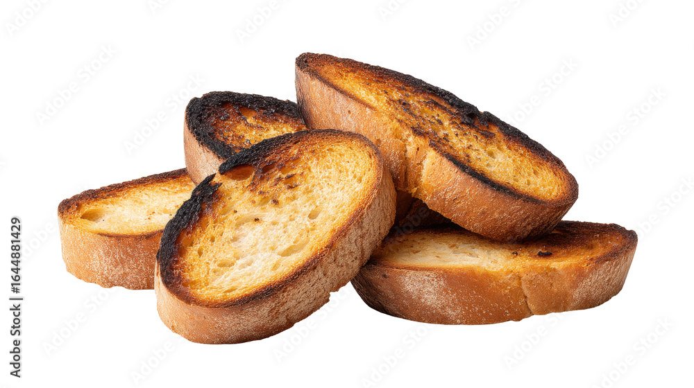 Poster toasted bread slices isolated transparent background with crispy texture and golden brown color