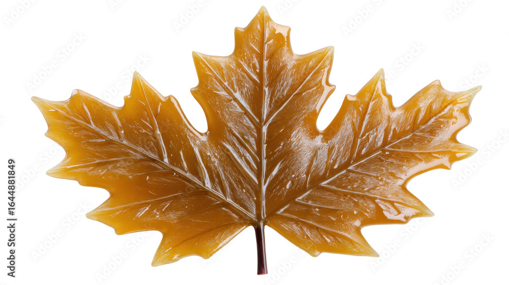 Poster maple leaf isolated on transparent background with detailed texture and warm color