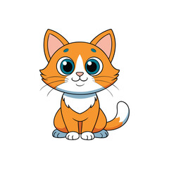 Cat illustration vector, cute cartoon cat vector