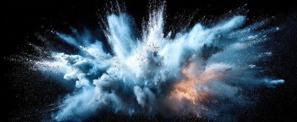 Colorful powder explosion on black background