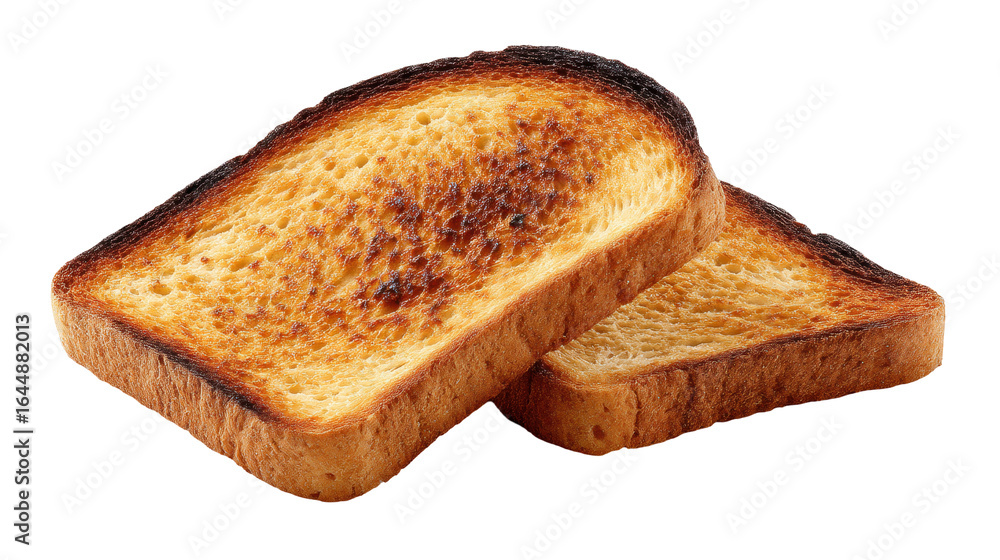 Poster toasted bread isolated on transparent background with crispy texture and golden color