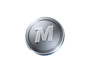 Silver 'M' Coin with Metallic Detailing