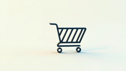 Headless Commerce. Minimalist black shopping cart icon on white backgr