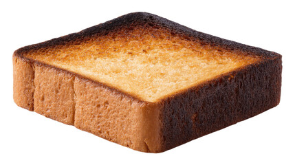Burnt toast isolated on transparent background with crispy texture and dark edges