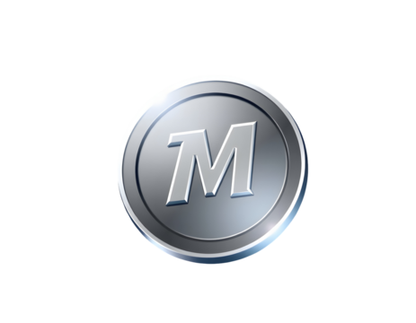 Silver 'M' Coin with Metallic Detailing