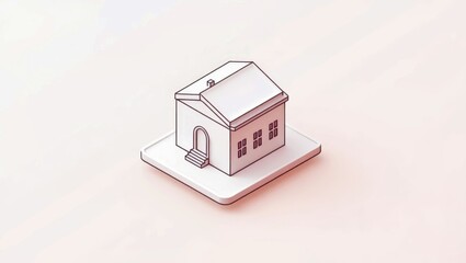 Hosthub. Minimalist white house model on geometric platform, modern ar