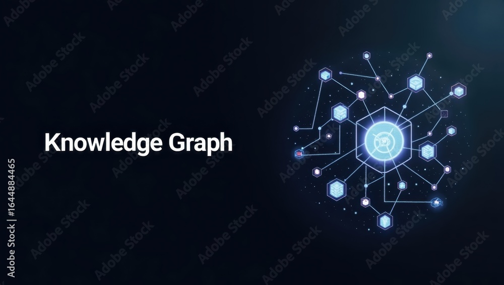 Poster knowledge graph. knowledge graph concept with futuristic digital netwo