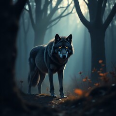 wolf howling at night