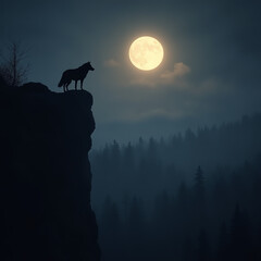 wolf howling at the moon